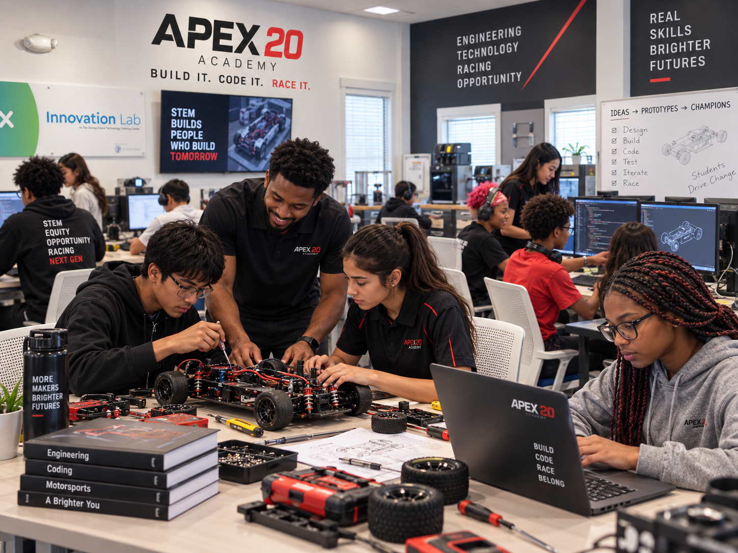 Students in the APEX 20 RIDERS AUTONOMOUS LAB